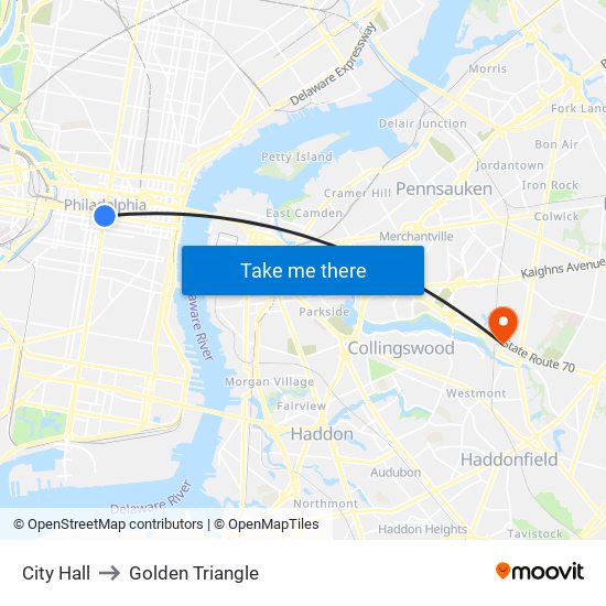 City Hall to Golden Triangle map