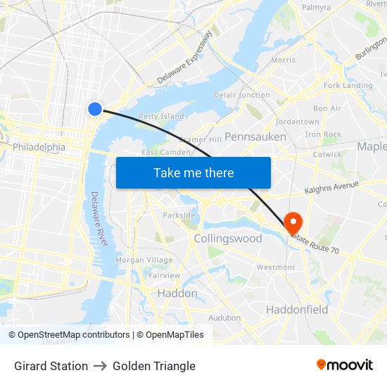 Girard Station to Golden Triangle map