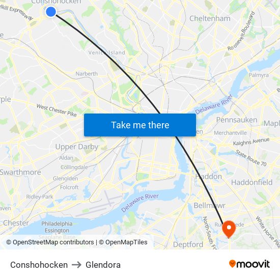 Conshohocken to Glendora map