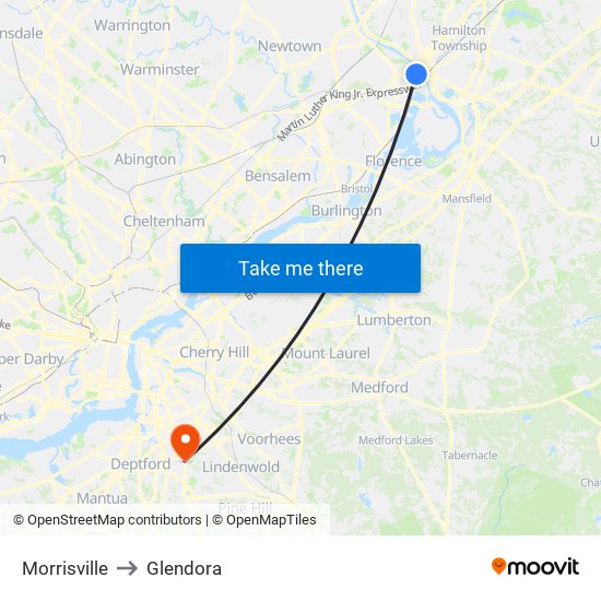 Morrisville to Glendora map