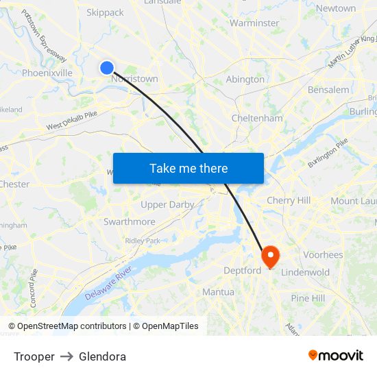 Trooper to Glendora map