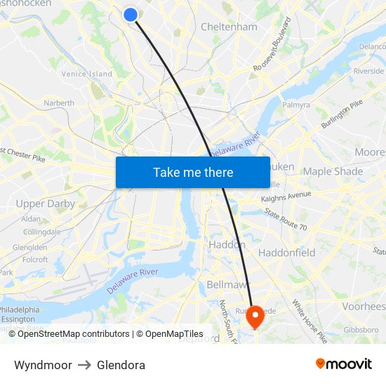 Wyndmoor to Glendora map
