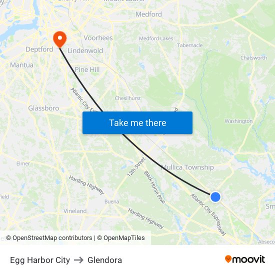 Egg Harbor City to Glendora map