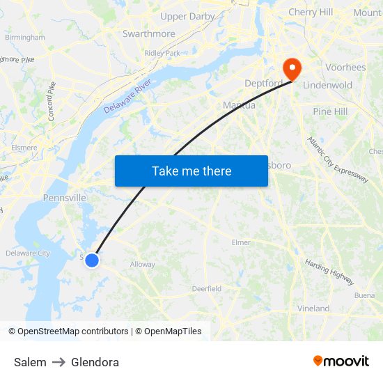 Salem to Glendora map