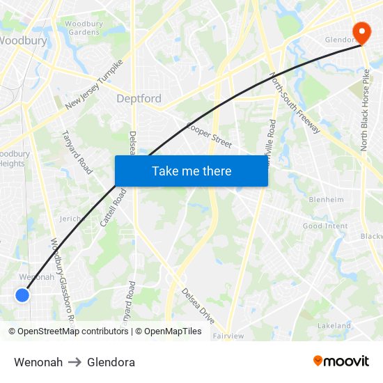 Wenonah to Glendora map