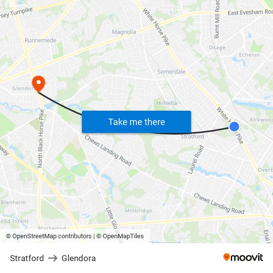 Stratford to Glendora map
