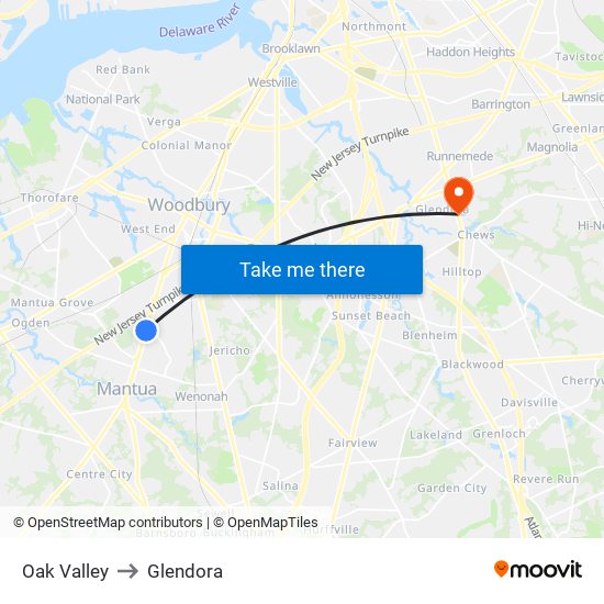 Oak Valley to Glendora map