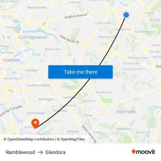 Ramblewood to Glendora map