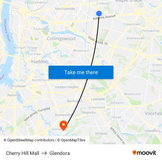 Cherry Hill Mall to Glendora map