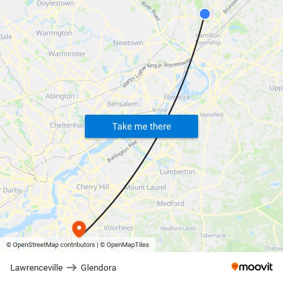 Lawrenceville to Glendora map
