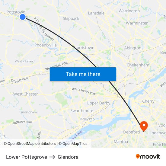 Lower Pottsgrove to Glendora map
