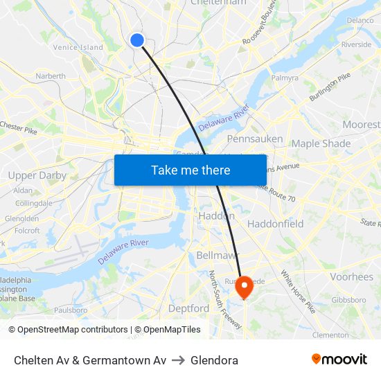 Chelten Av & Germantown Av to Glendora map