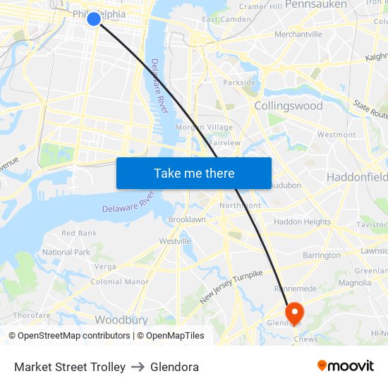 Market Street Trolley to Glendora map