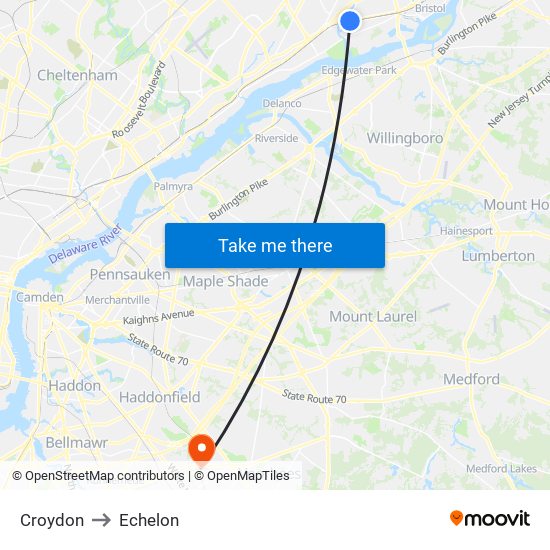 Croydon to Echelon map