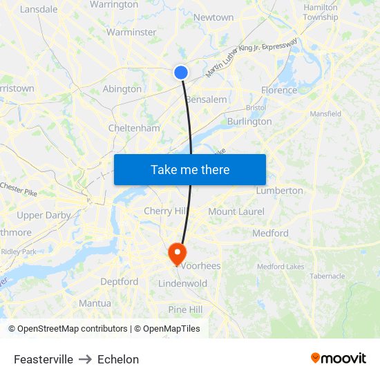 Feasterville to Echelon map
