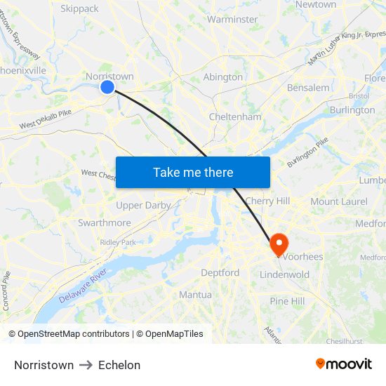 Norristown to Echelon map