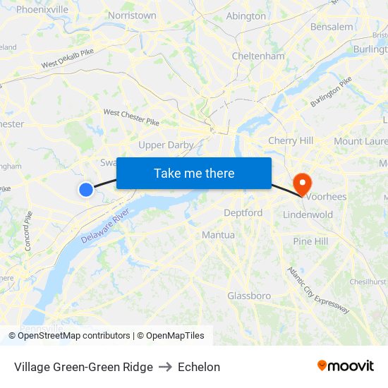 Village Green-Green Ridge to Echelon map