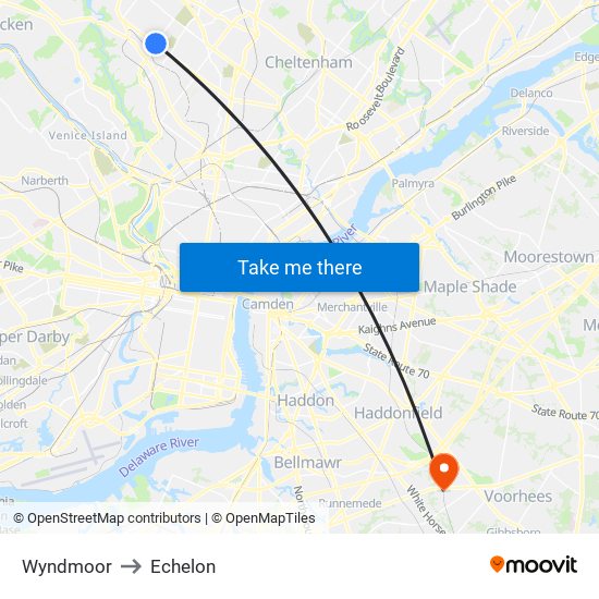 Wyndmoor to Echelon map