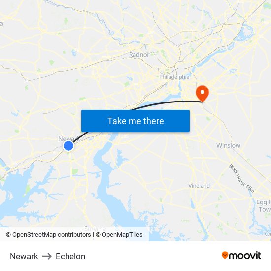 Newark to Echelon map