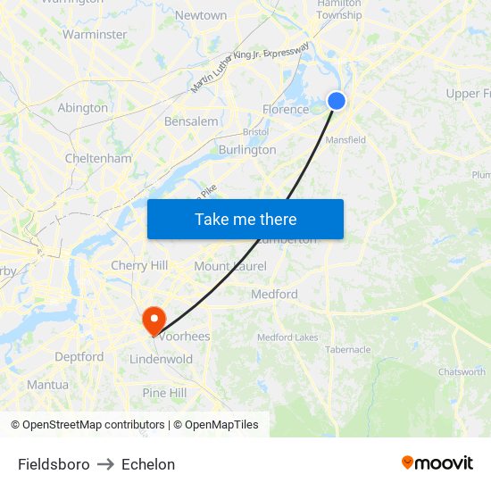 Fieldsboro to Echelon map