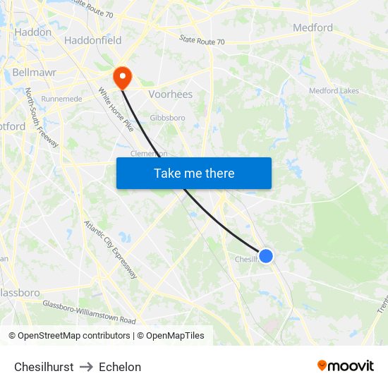 Chesilhurst to Echelon map