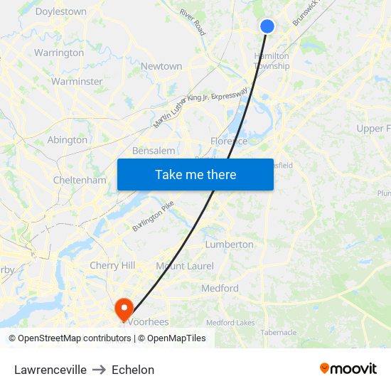 Lawrenceville to Echelon map