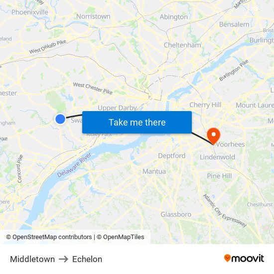 Middletown to Echelon map