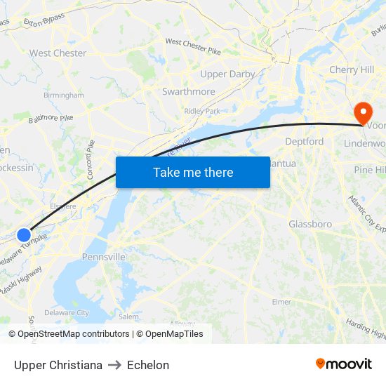 Upper Christiana to Echelon map