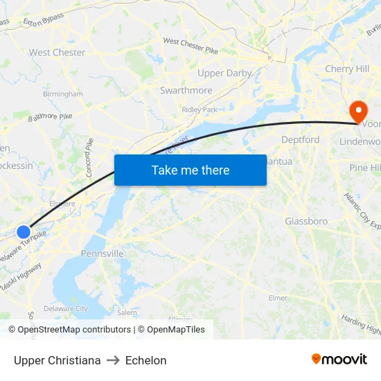 Upper Christiana to Echelon map