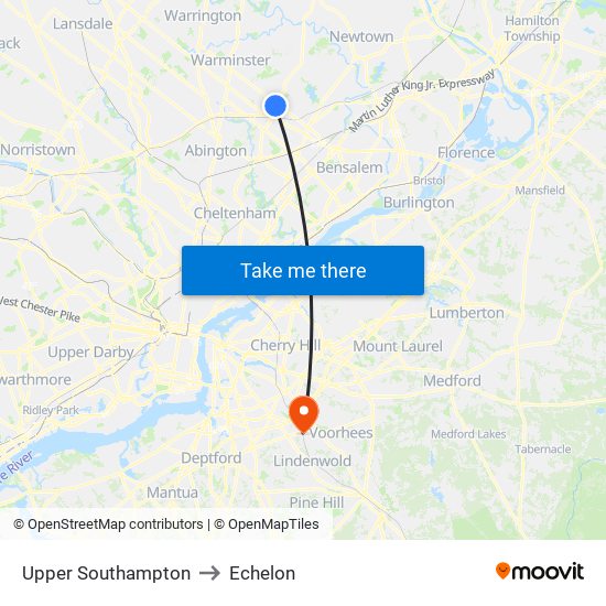 Upper Southampton to Echelon map