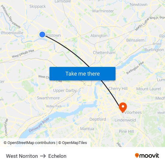 West Norriton to Echelon map