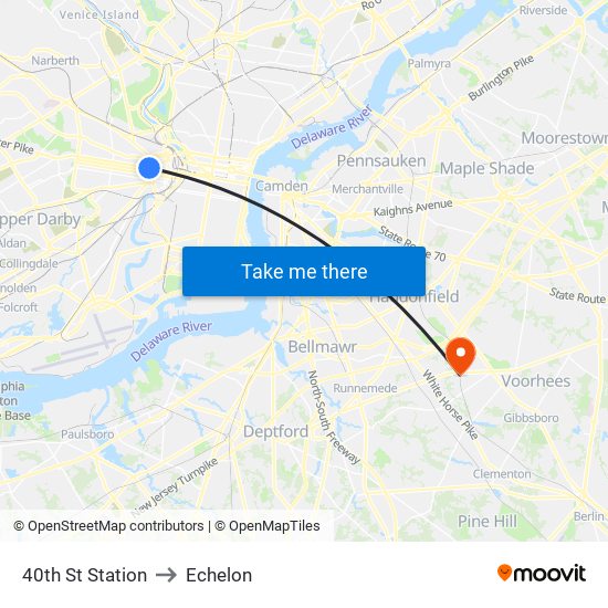 40th St Station to Echelon map
