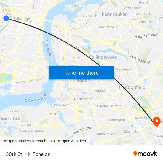 30th St to Echelon map