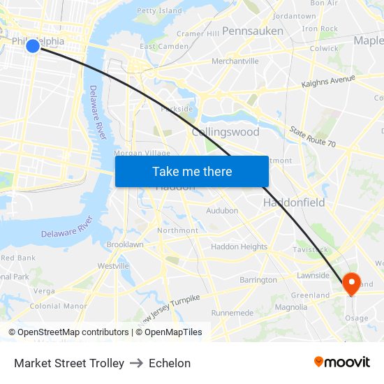 Market Street Trolley to Echelon map