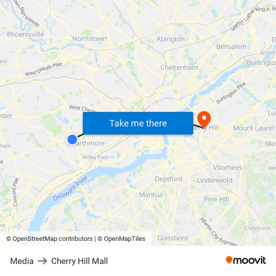 Media to Cherry Hill Mall map