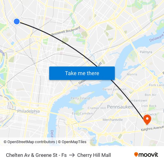 Chelten Av & Greene St - Fs to Cherry Hill Mall map