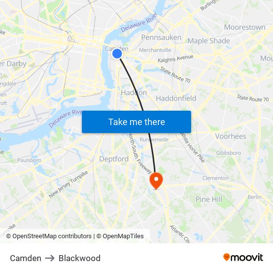 Camden to Blackwood map