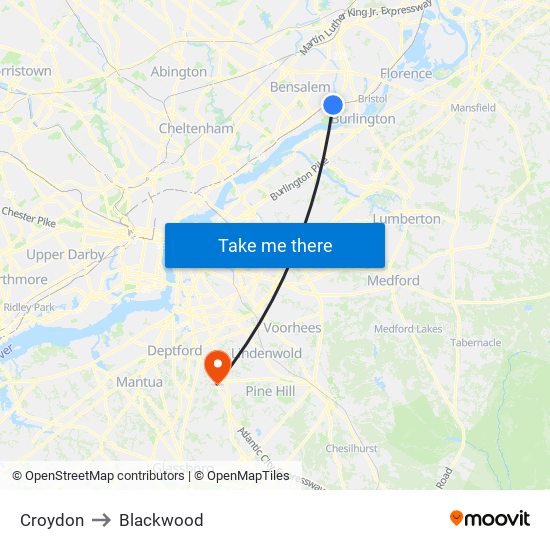 Croydon to Blackwood map