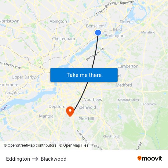 Eddington to Blackwood map