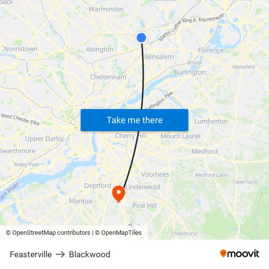 Feasterville to Blackwood map