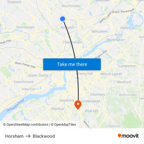 Horsham to Blackwood map