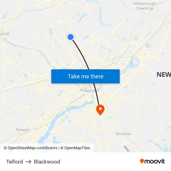 Telford to Blackwood map
