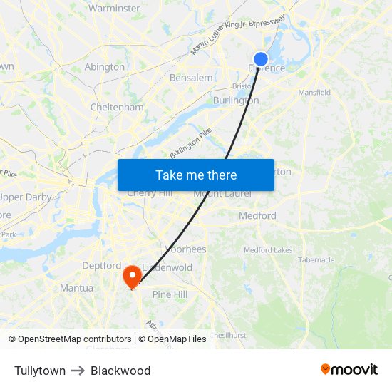 Tullytown to Blackwood map