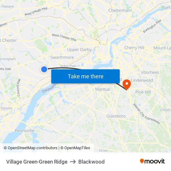 Village Green-Green Ridge to Blackwood map
