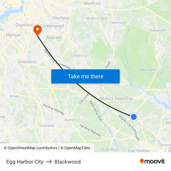 Egg Harbor City to Blackwood map