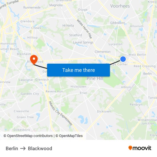 Berlin to Blackwood map