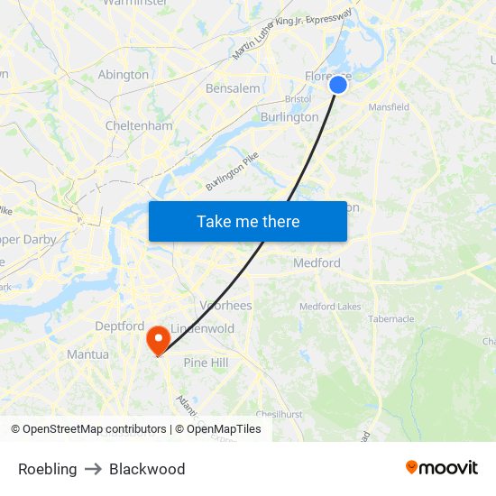 Roebling to Blackwood map
