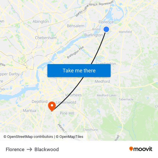 Florence to Blackwood map