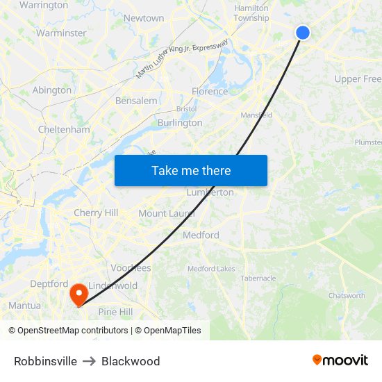 Robbinsville to Blackwood map