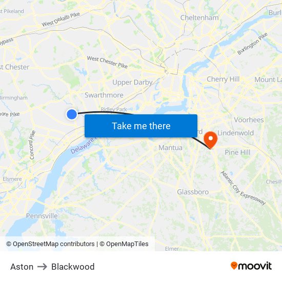 Aston to Blackwood map